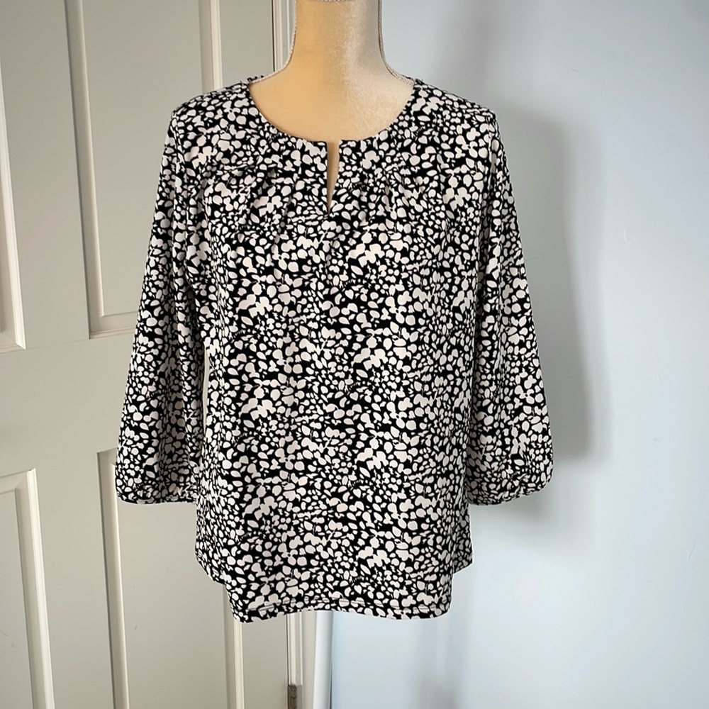 Talbots Black & White Top Petite Large NWOT